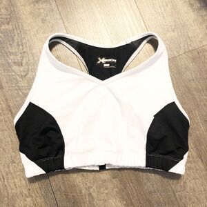 Xersion Black White Sports Bra Size XL Racerback No Padding